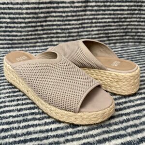 Eileen Fisher Tali Recycled Stretchy Knit Espadrille Slide Platform Sandals sz10